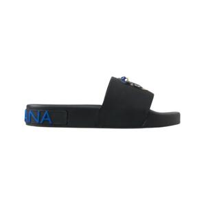 Dolce & Gabbana Women's Black Slides Sandals Beach Saint Barth Shoes