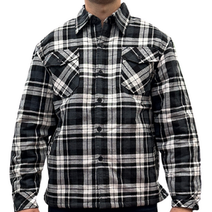 Mens QUILTED FLANNELETTE SHIRT 100% COTTON Flannel Jacket Padded Long Sleeve - S