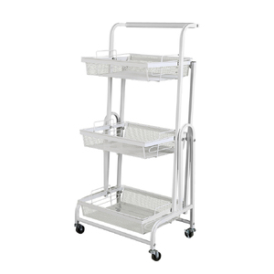  3 Tier Kitchen Trolley Cart Swivel White Colour