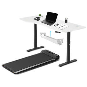 M2 Treadmill with ErgoDesk Automatic White Standing Desk 1800mm + Cable Management Tray