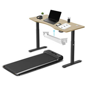 M2 Treadmill with ErgoDesk Automatic Oak Standing Desk 1500mm + Cable Management Tray