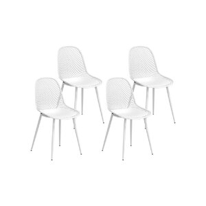 4PC Outdoor Dining Chairs PP Lounge Chair Patio Garden Furniture White