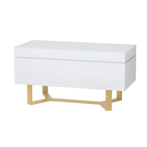 Storage Ottoman Blanket Box Criss-cross Linen White