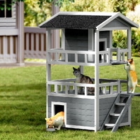 Cat House Outdoor Shelter 72cm x 72cm x 127cm Rabbit Hutch Wooden Condo Small Dog Pet Houses Enclosure