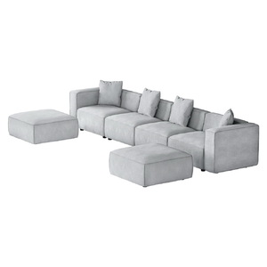 Modular Sofa Chaise Set 6-Seater Grey