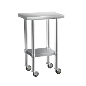 Stainless Steel Kitchen Benches Work Bench Wheels 61X46CM 430