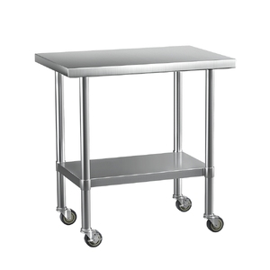 Stainless Steel Kitchen Benches Work Bench Wheels 91X61CM 430