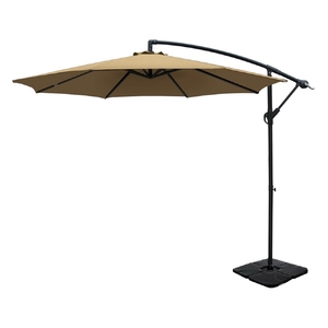 3m Umbrella w/Base Outdoor Cantilever Beach Garden Patio Parasol Beige