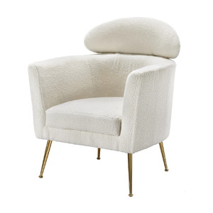 Armchair Boucle Fabric White Yoli