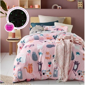 Miaow Glow In The Dark Quilt Cover Sets by Happy Kids Single