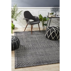 Allure Black Cotton Rayon Rug by Rug Culture - 225X155CM