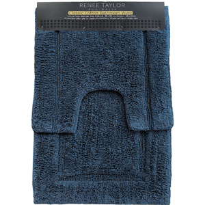 2 Piece 2200 GSM Tufted Blue Mirage Bath Mat Set by Renee Taylor