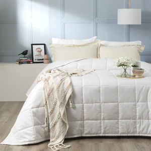 Checks 500 TC Cotton Jacquard White Comforter Set by Ddecor Home Super King