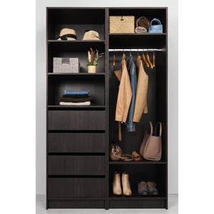 MALMO THREE SHELF/FOUR DRAWER WALK IN WARDROBE - CLASSIC - NORDIC ASH