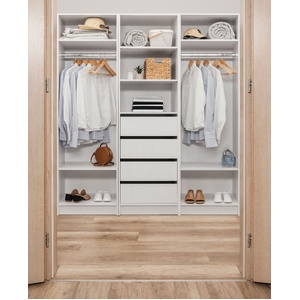 MALMO THREE SHELF/FOUR DRAWER WALK IN WARDROBE - FLUTED