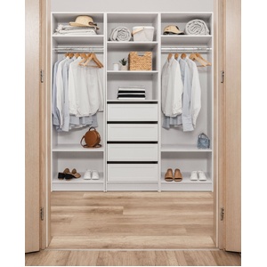 MALMO THREE SHELF/FOUR DRAWER WALK IN WARDROBE - HAMPTONS