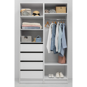 MALMO THREE SHELF/FOUR DRAWER WALK IN WARDROBE - SLIM SHAKER - WHITE