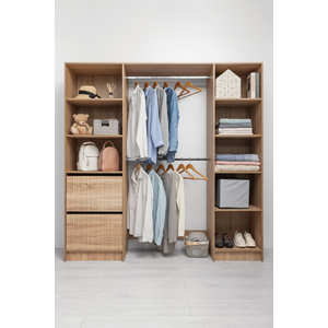 BASEL 2M WALK IN WARDROBE KIT - FLUTED - NATURAL OAK