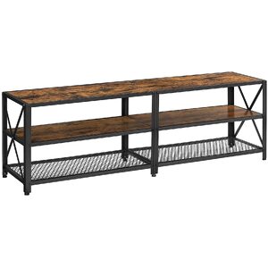 TV Stand for TV Steel Frame up to 178 cm with Shelves for Living Room and Bedroom Furniture Rustic Brown and Black