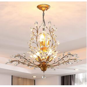 Crystal Chandelier Vintage, 8 Lights, Gold