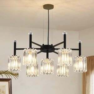 Farmhouse Vintage Chandelier, 7 Lights, Black 