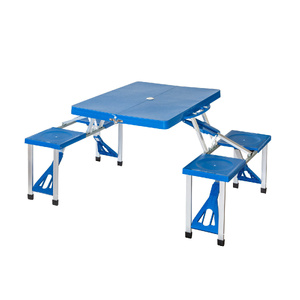 Foldable Lightweight 4-seater Camping Table Set - Blue