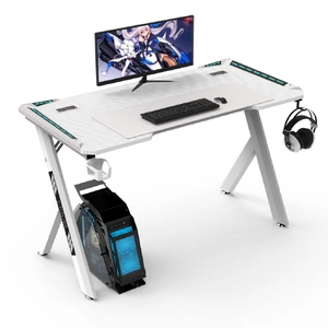 RGB Gaming Desk Y Shape White 140cm