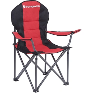  Folding Camping Chair with Bottle Holder Red and Black