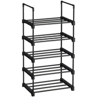 5 Tier Metal Shoe Rack for 10 Pairs of Shoes Black