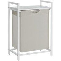 Laundry Hamper with Shelf and Pull-Out Bag 65L White
