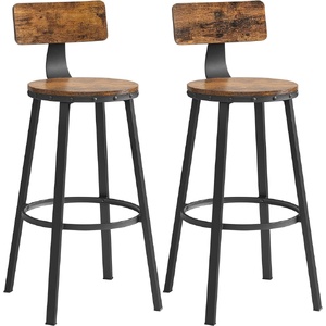 Tall Bar Stools Set of 2 Bar Chairs Vintage Brown