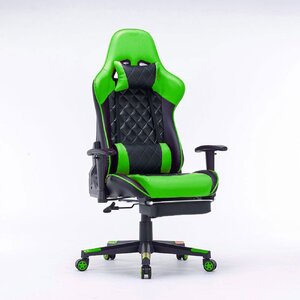 Gaming Chair Ergonomic Racing chair 165¬∞ Reclining Gaming Seat 3D Armrest Footrest Green Black