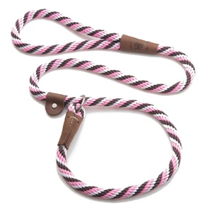 Mendota British Style Slip Leash - Length 1/2in x 4ft(13mm x 1.2m) - Twist - Pink Chocolate