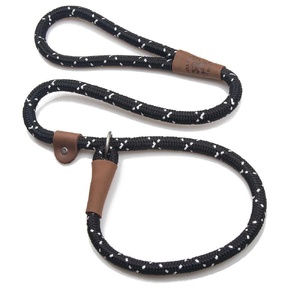 Mendota British Style Slip Leash - Length 1/2in x 4ft(13mm x 1.2m) - Night Viz - Black