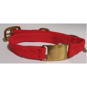 Mendota Products - ID Junior Dog Collar with Brass Tag - SIZES: 35CM,  - Made in the USA - Red