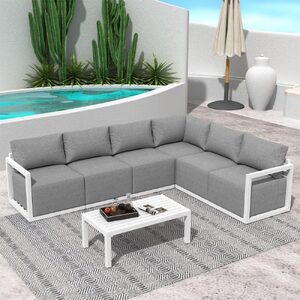 Contemporary All-Weather Lounge Set  Charcoal Grey
