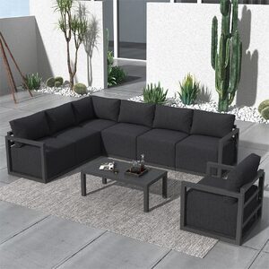 7-Seat Garden Lounge Set  Charcoal Grey