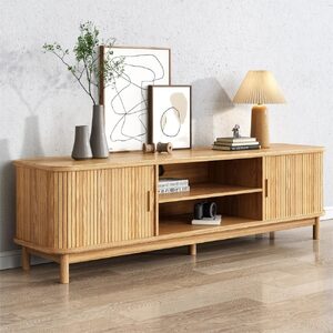 160cm Ribbed Natural Entertainment Unit