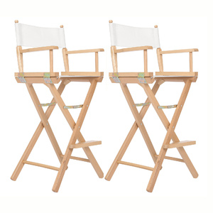 2X Director Movie Folding Tall Chair 76cm Beech WOOD HUMOR