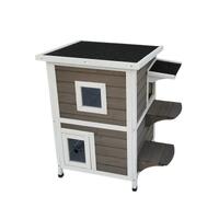 2 Story Cat Shelter Condo with Escape Door Rainproof Kitty House