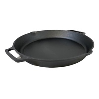 Cast Iron Fry Paella Pan Pre-Seasoned Barbecue  Oven Safe Grill Frypan