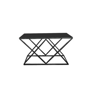 Alsea Console Table Black Base - Black Glass