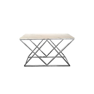 Alsea Console Table Silver Base - White Marble