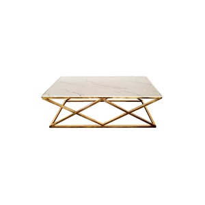 Alsea Coffee Table Gold Base - White Marble