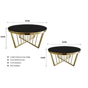 Salina Coffee Table 80cm Gold Base - Black Glass