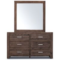 Dresser Mirror 6 Chest of Drawers Tallboy Storage Cabinet - Grey Stone