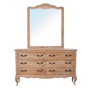 Dresser Mirror 6 Chest of Drawers Tallboy Storage Cabinet Oak