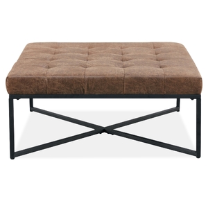 Fabric Square Ottoman Footstool Bench Dark Brown