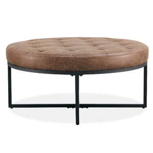 Round Ottoman Footstool Bench Dark Brown