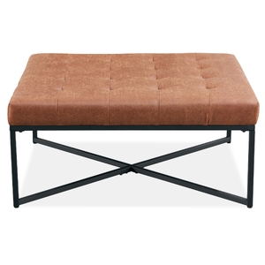 Fabric Square Ottoman Footstool Bench Light Brown